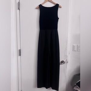 Ann Taylor | Black Wide Leg Velvet Top Jumpsuit  Size 4 Classic